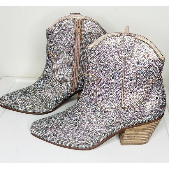 Matisse Harlow Bootie Clear Rhinestone Cowgirl Boot - size 7 - Picture 3 of 8